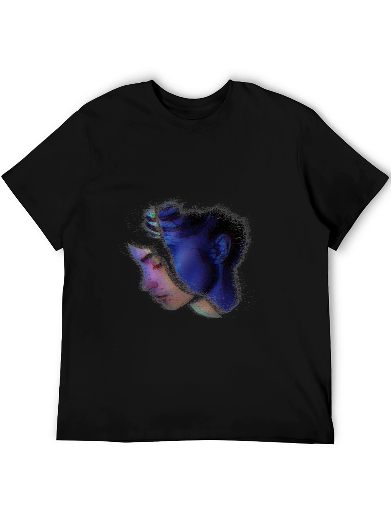 Abstract Face Graphic Tee - Casual Black T-Shirt