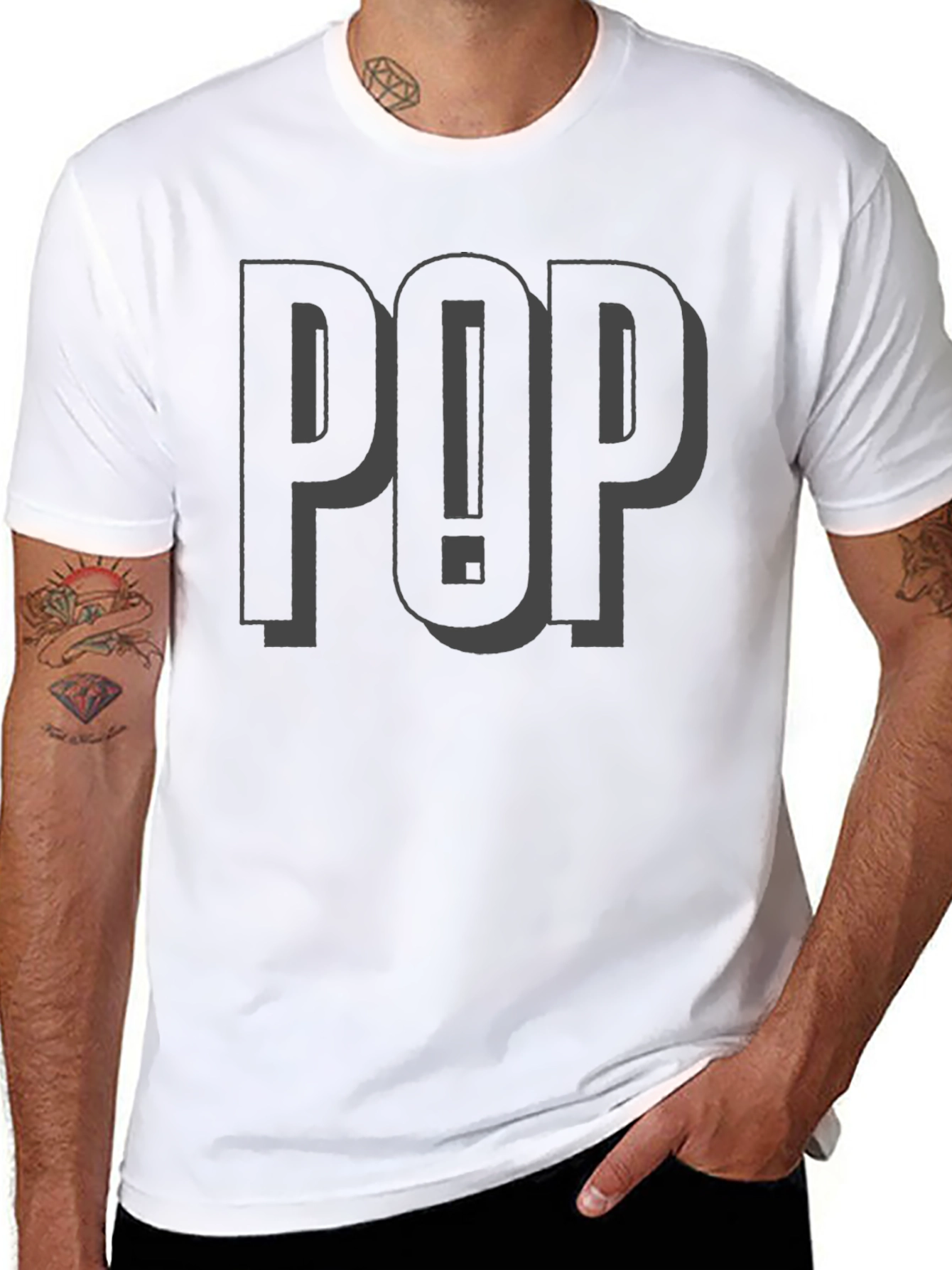 Stylish POP! Graphic Tee - Black Cotton Comfort