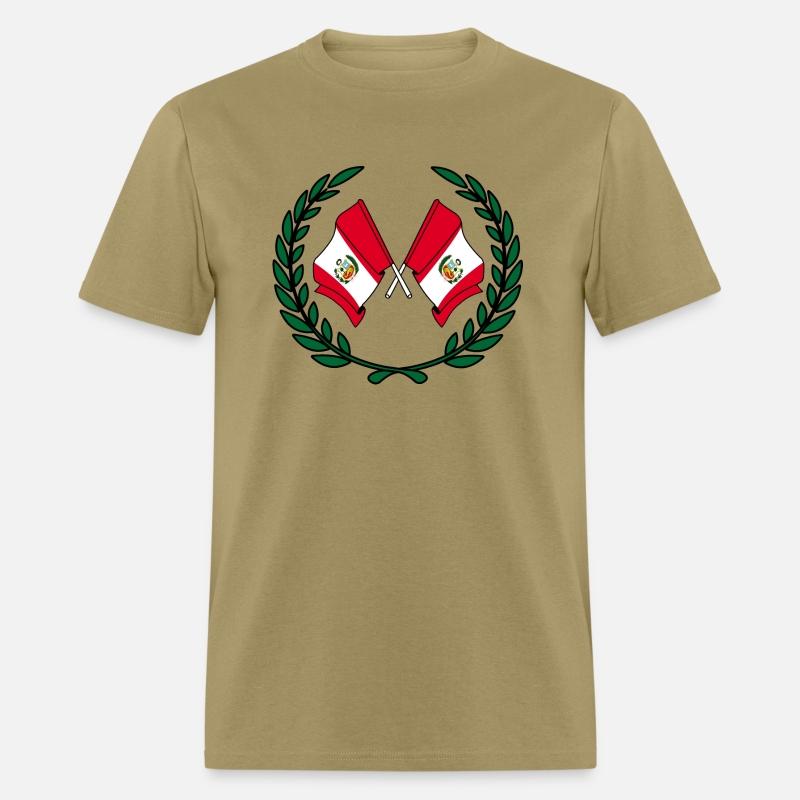Flags Peru in laurel wreath