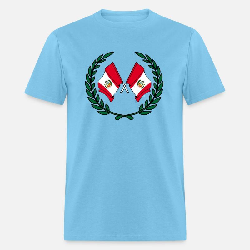 Flags Peru in laurel wreath