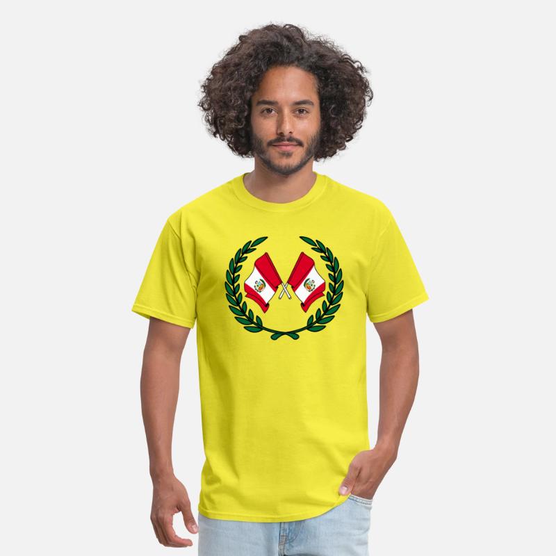 Flags Peru in laurel wreath