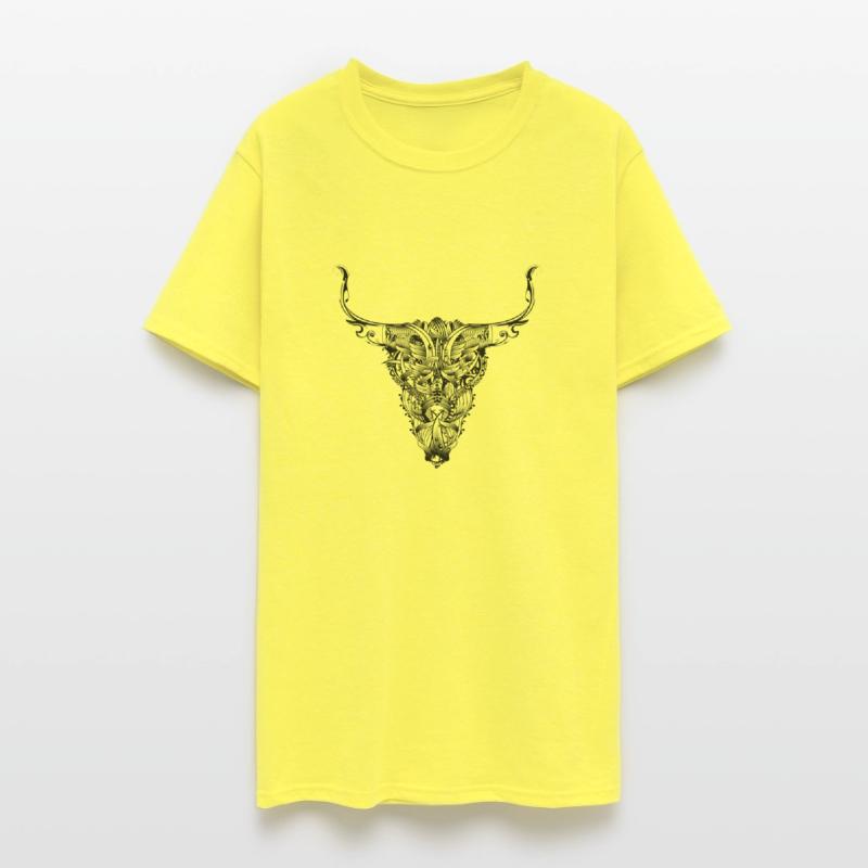 Floral bull skull in a mystical tattoo style