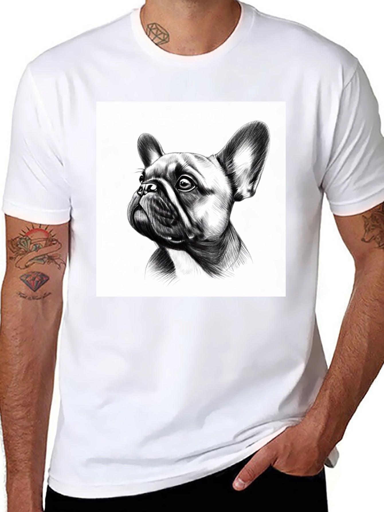 French Bulldog Graphic Tee - Black Cotton Comfort