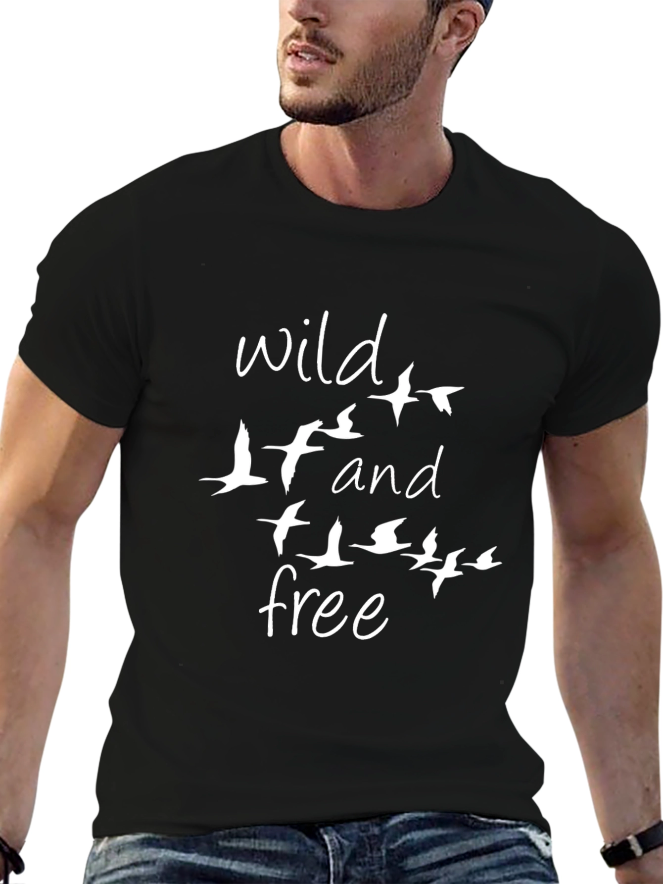 Wild and Free T-Shirt - Black Cotton Blend Tee