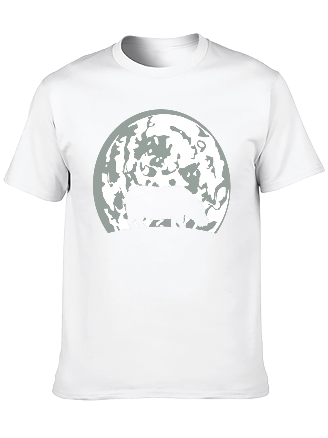 Hippo Silhouette Moon Graphic T-Shirt - Black