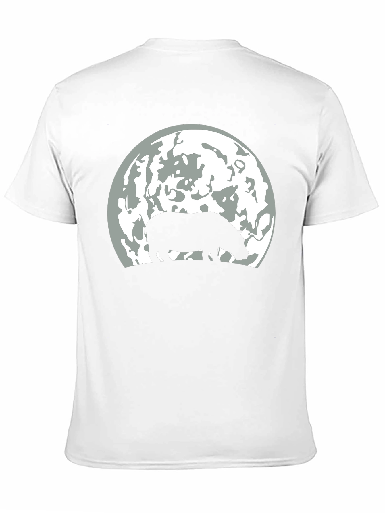 Hippo Silhouette Moon Graphic T-Shirt - Black