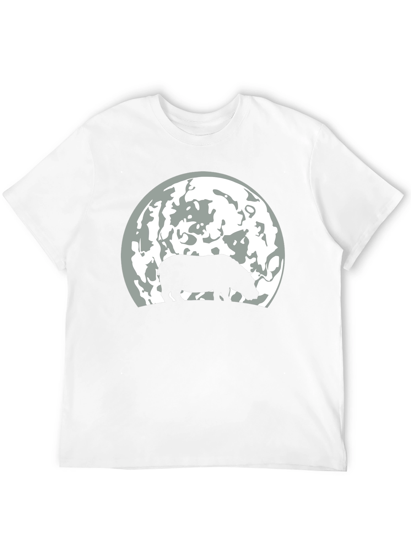 Hippo Silhouette Moon Graphic T-Shirt - Black