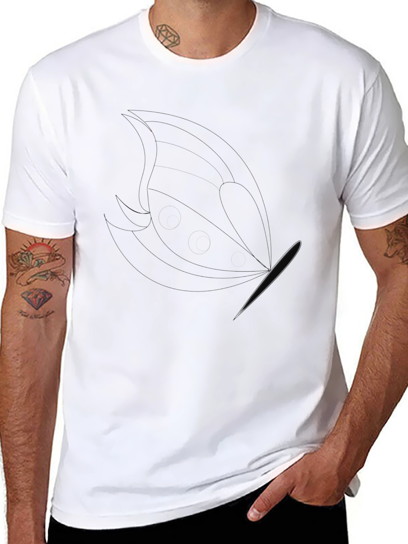 Mens Black Graphic Tee - Abstract Design