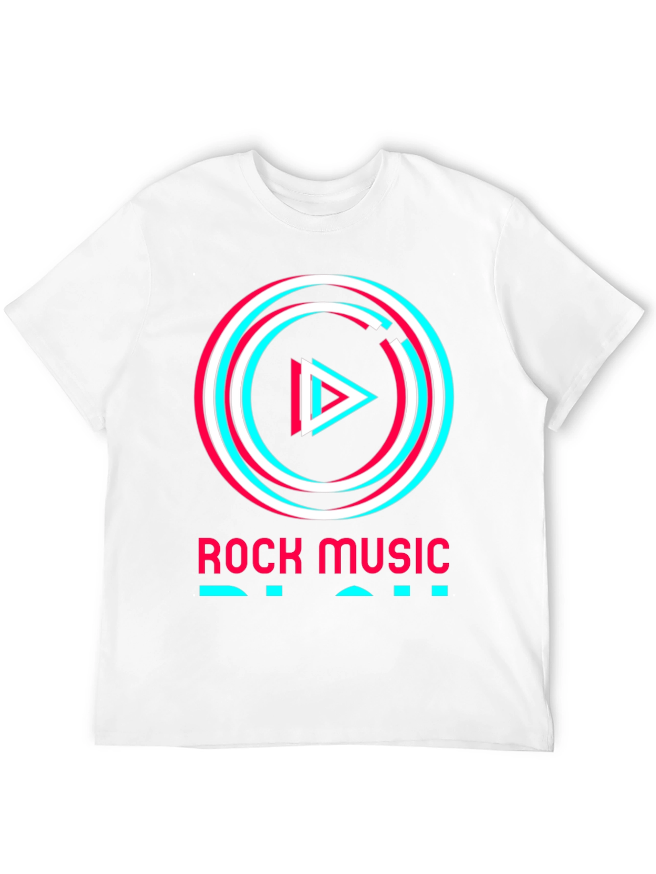 Rock Music Tee - Glitch Play Button Graphic T-Shirt