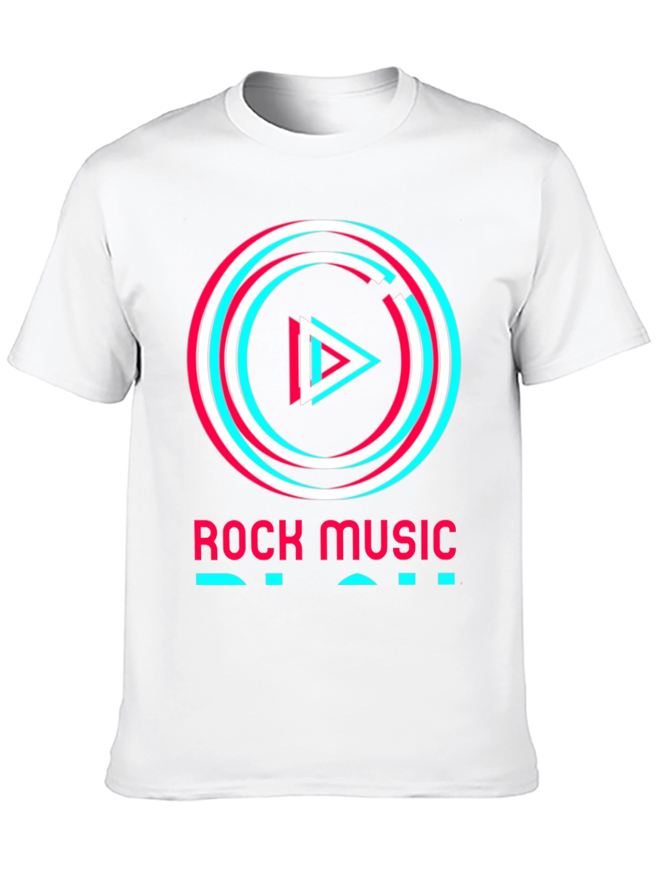 Rock Music Tee - Glitch Play Button Graphic T-Shirt