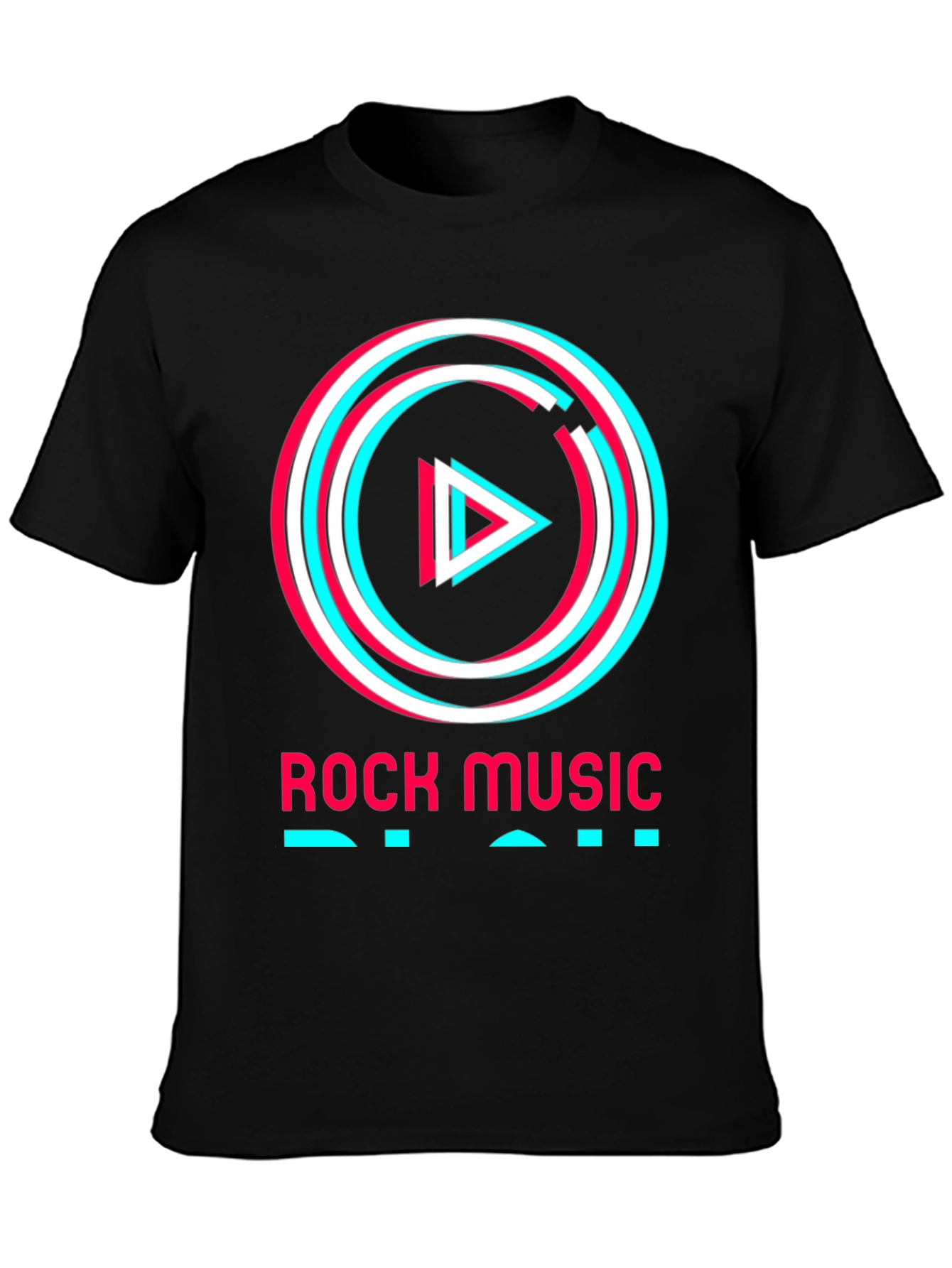Rock Music Tee - Glitch Play Button Graphic T-Shirt