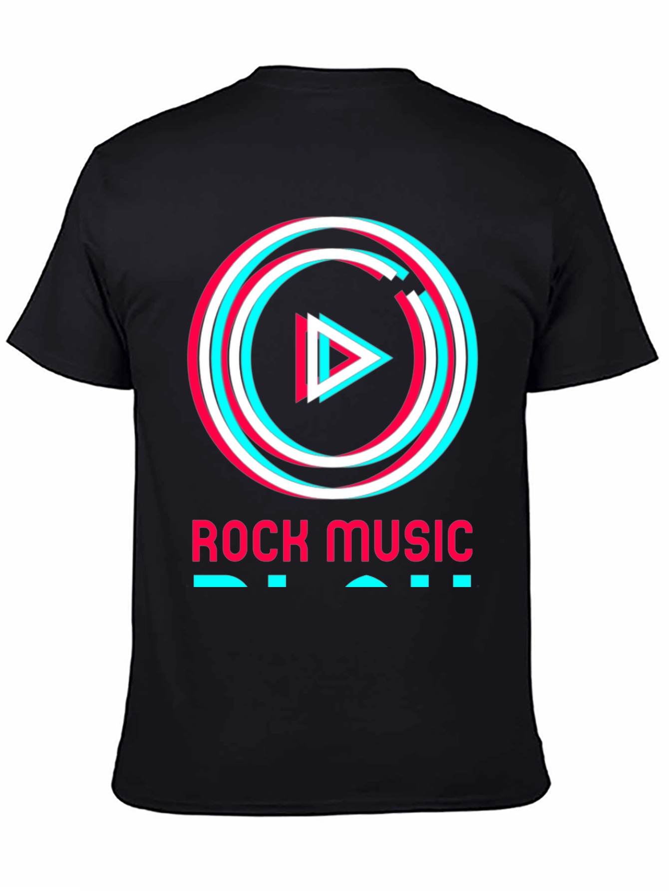 Rock Music Tee - Glitch Play Button Graphic T-Shirt