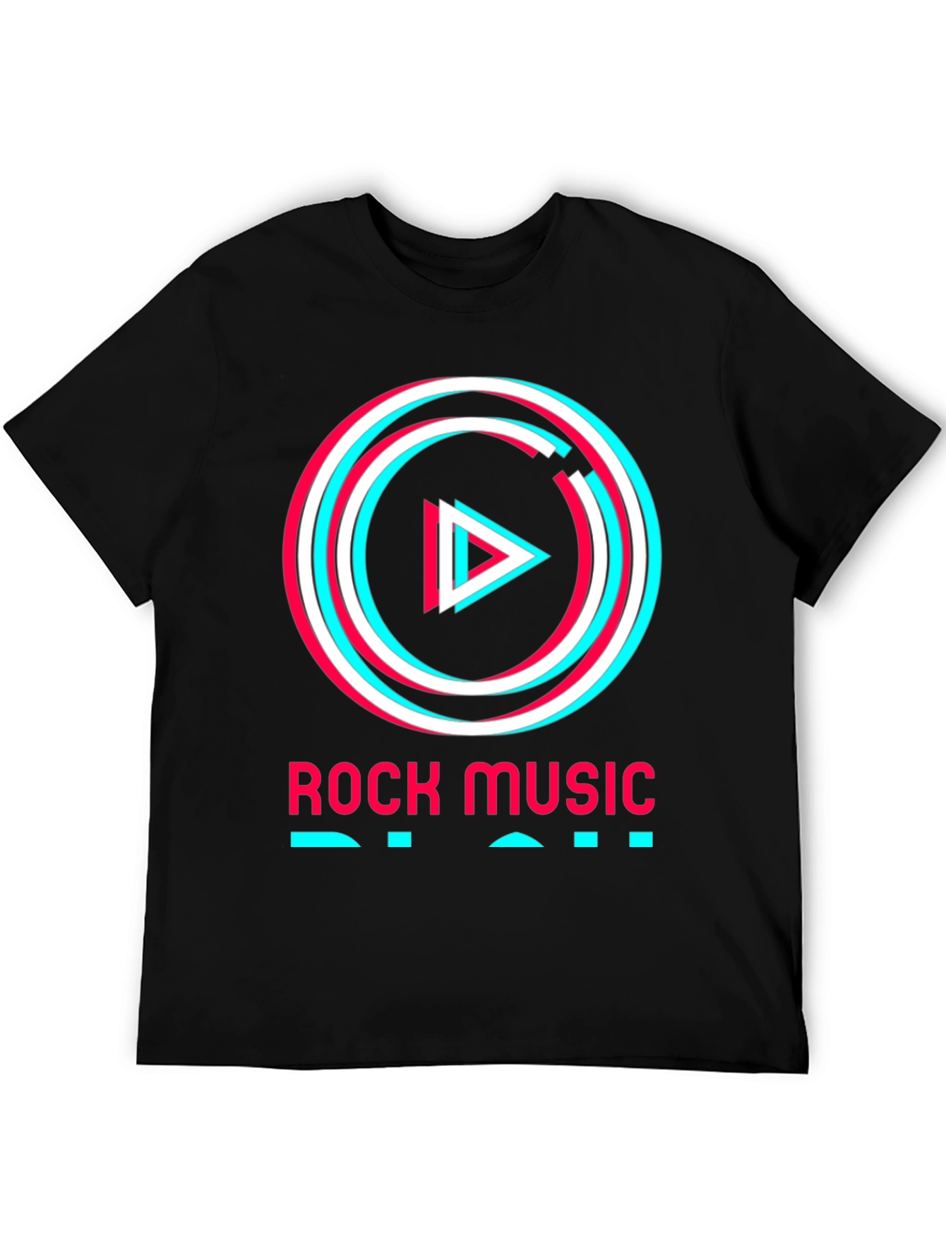 Rock Music Tee - Glitch Play Button Graphic T-Shirt