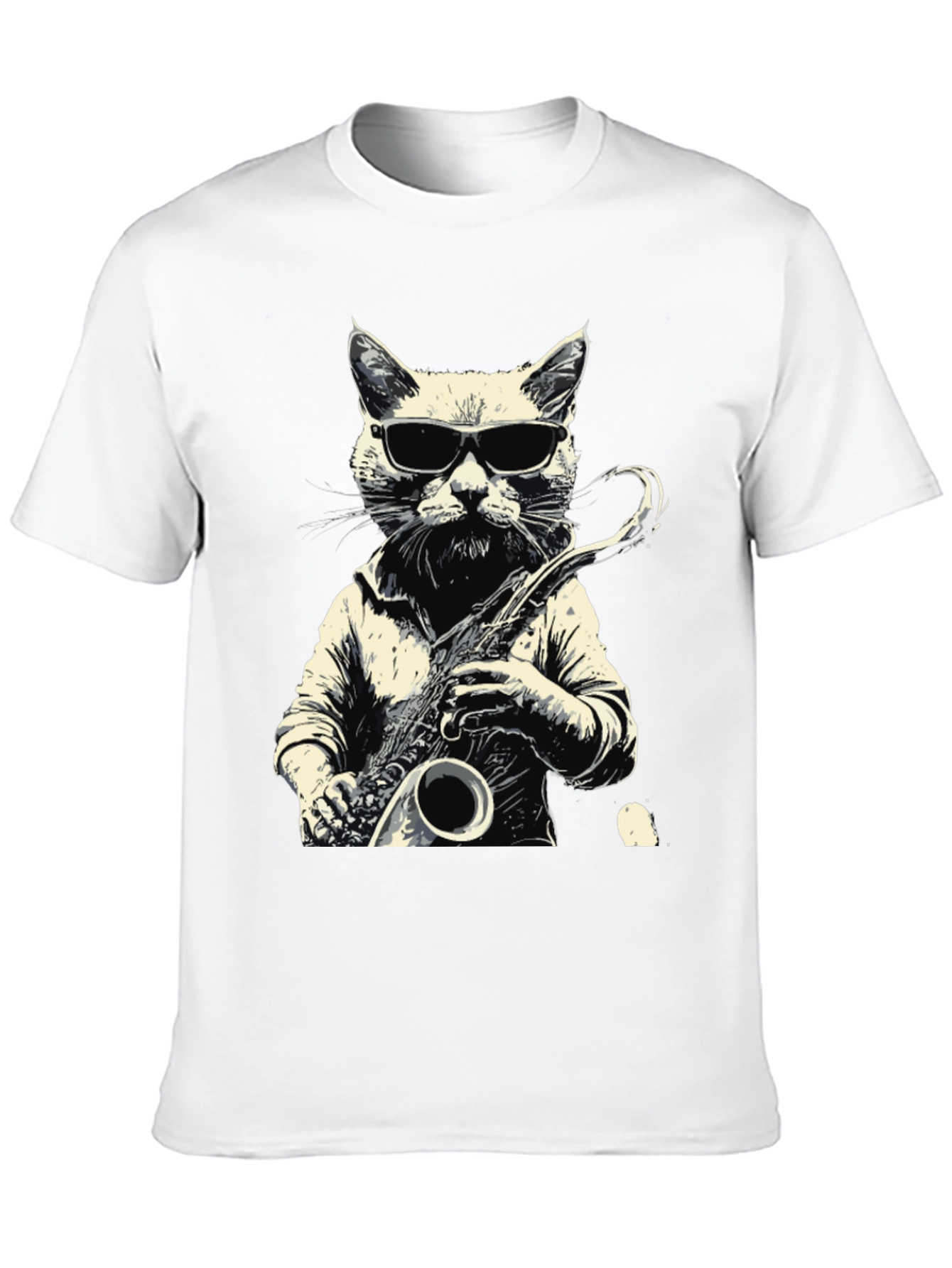 Cool Cat Sax Player Graphic Tee