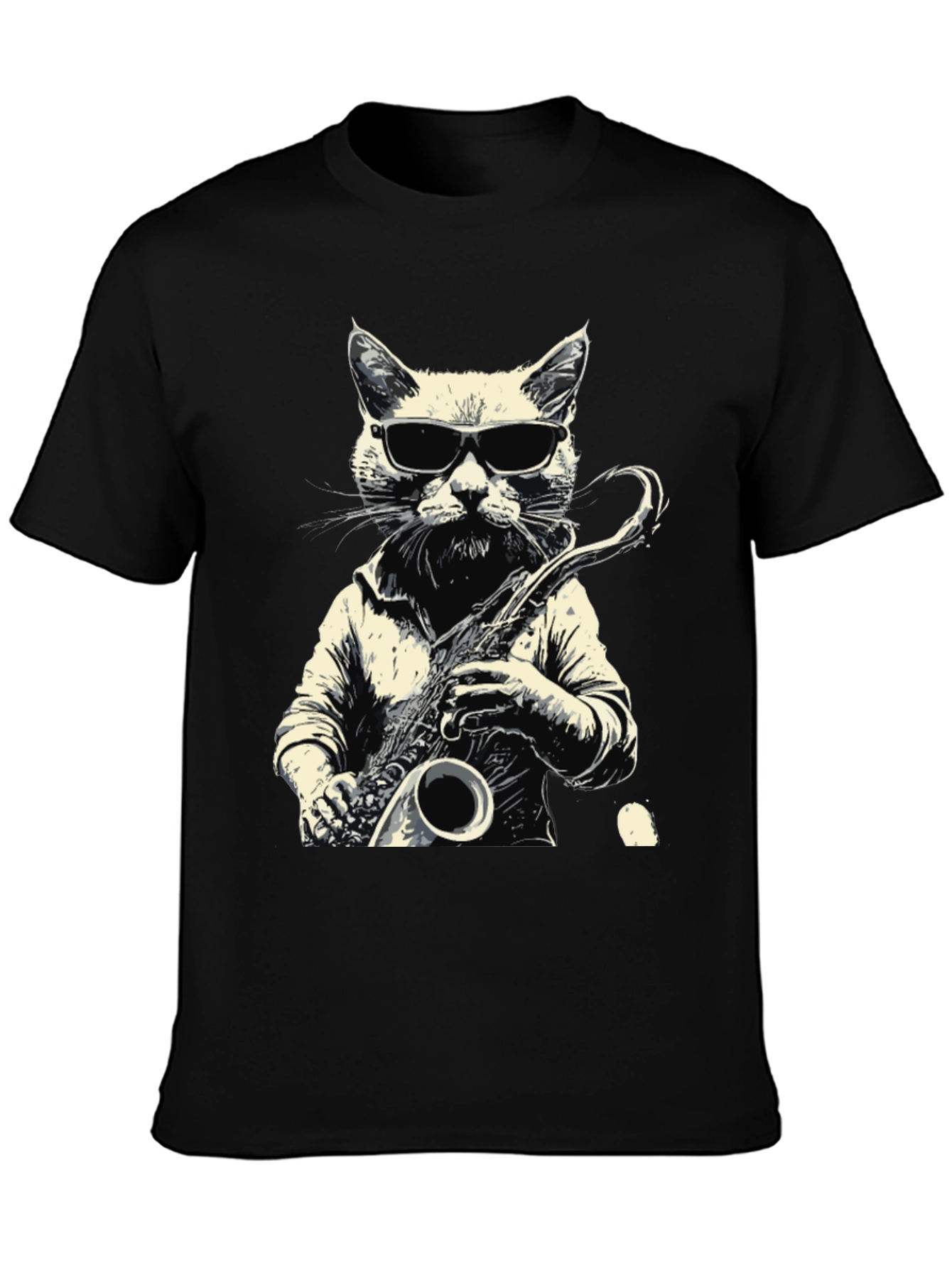 Cool Cat Sax Player Graphic Tee