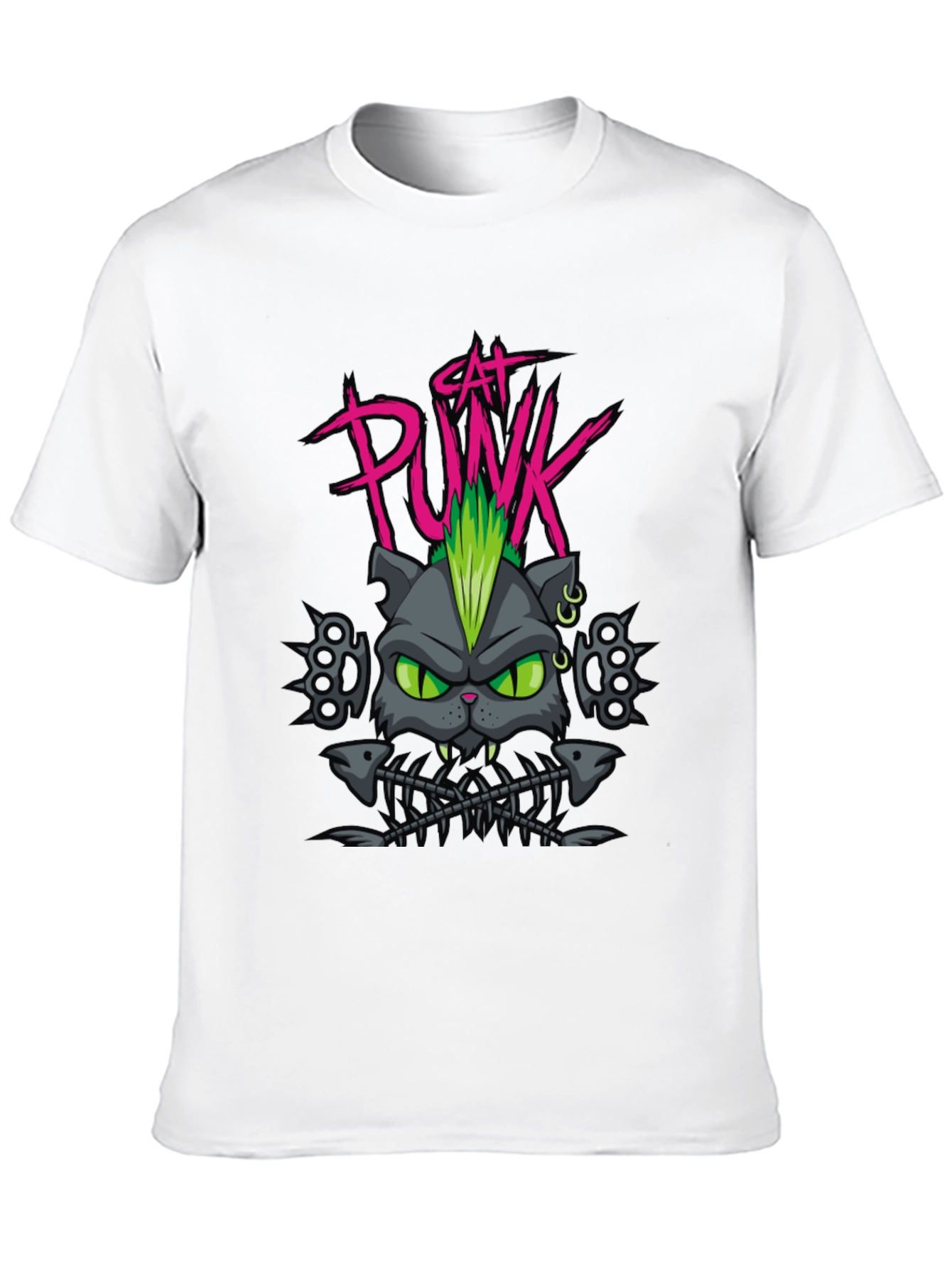 Cat Punk Graphic Tee - Mens Black T-Shirt