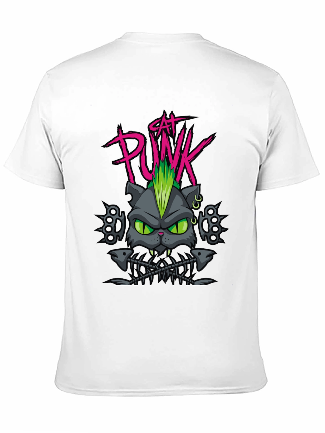 Cat Punk Graphic Tee - Mens Black T-Shirt