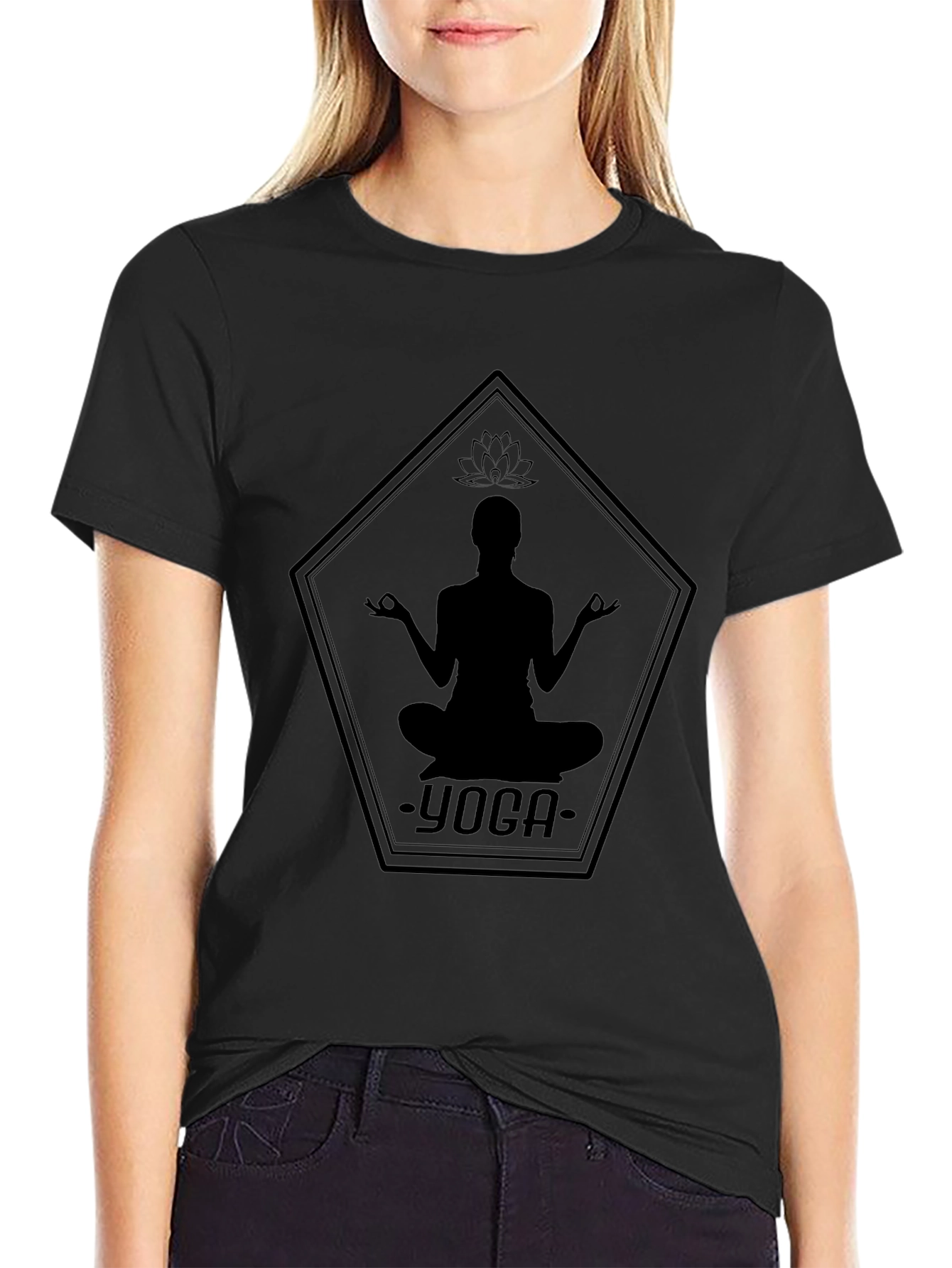 Yoga Silhouette Graphic Tee - Black