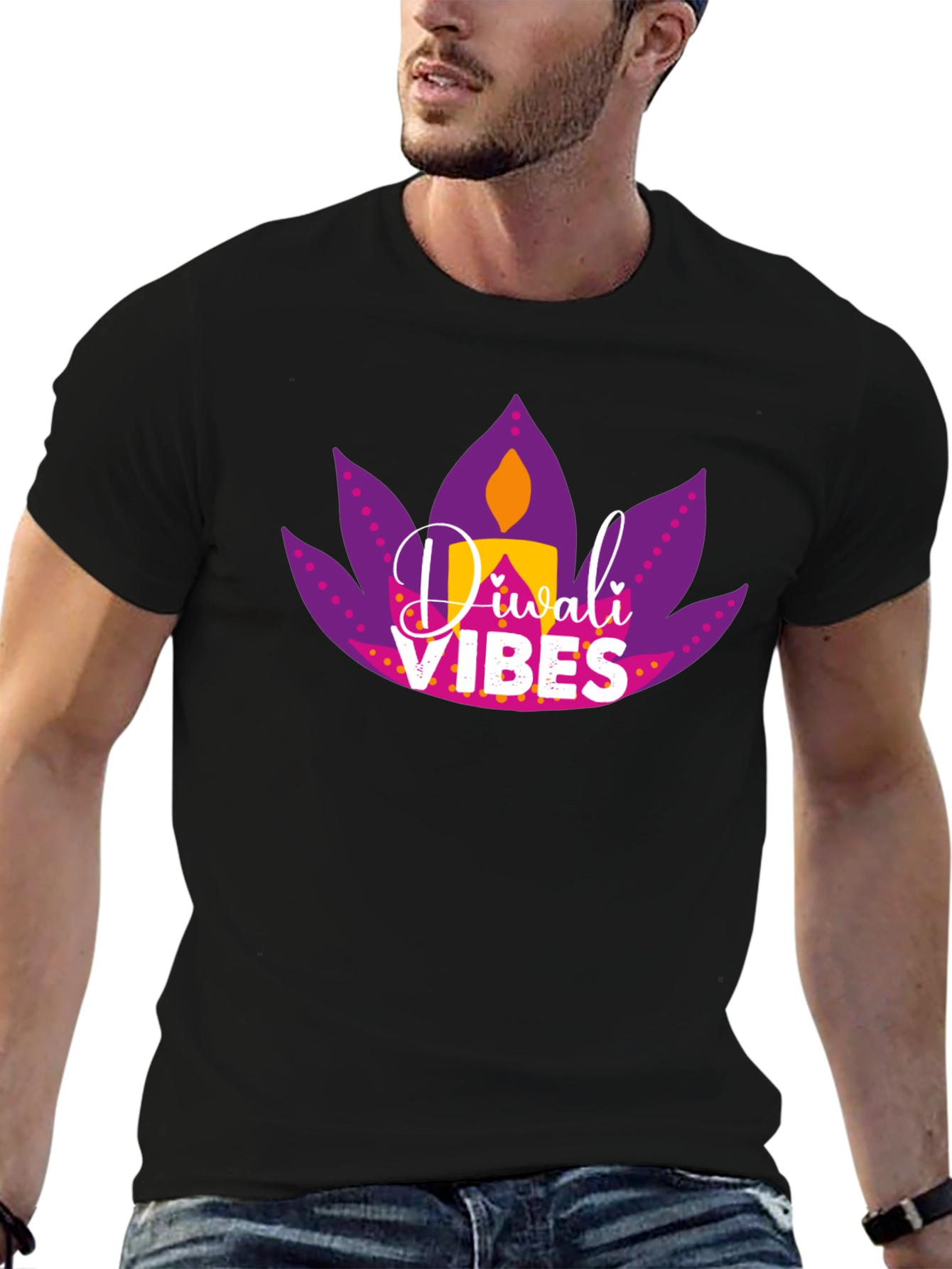 Diwali Vibes Graphic Tee - Black T-Shirt