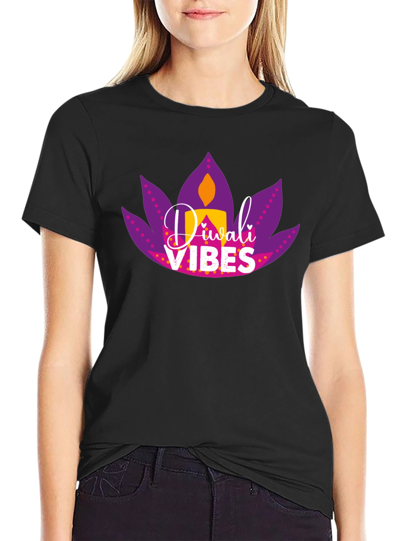 Diwali Vibes Graphic Tee - Black T-Shirt