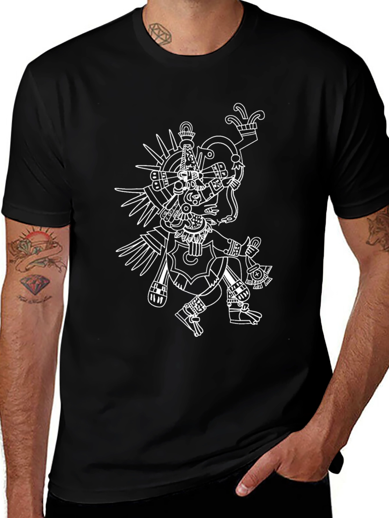 Aztec Inspired Graphic T-Shirt - Black