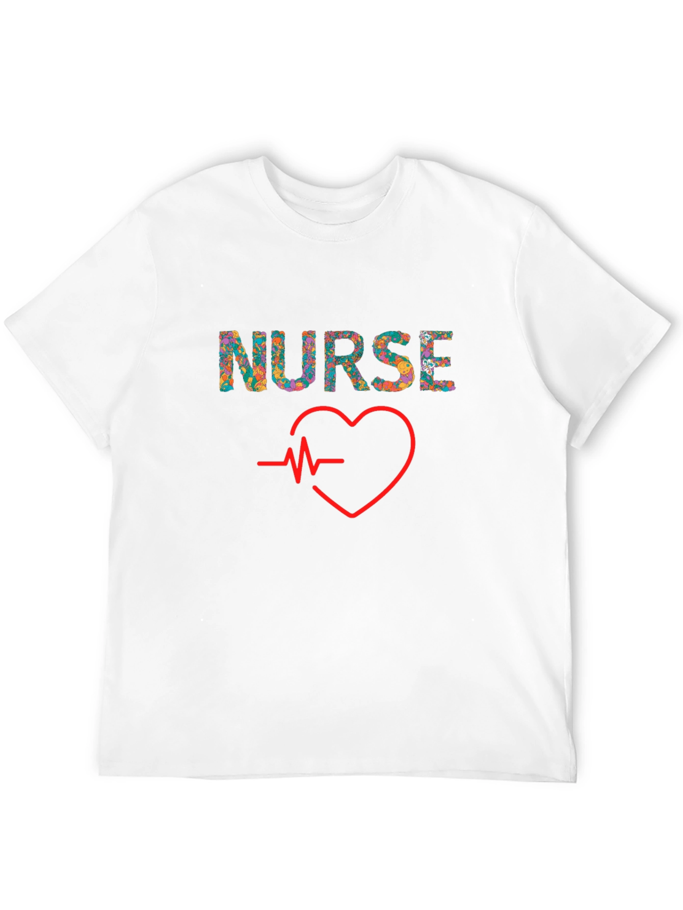 Floral Nurse Heartbeat Graphic T-Shirt