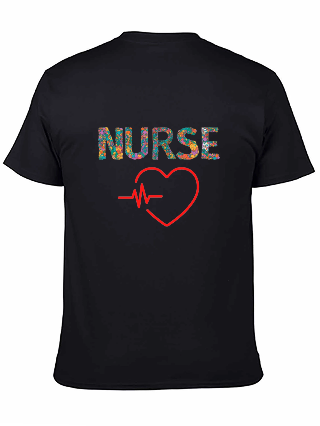 Floral Nurse Heartbeat Graphic T-Shirt