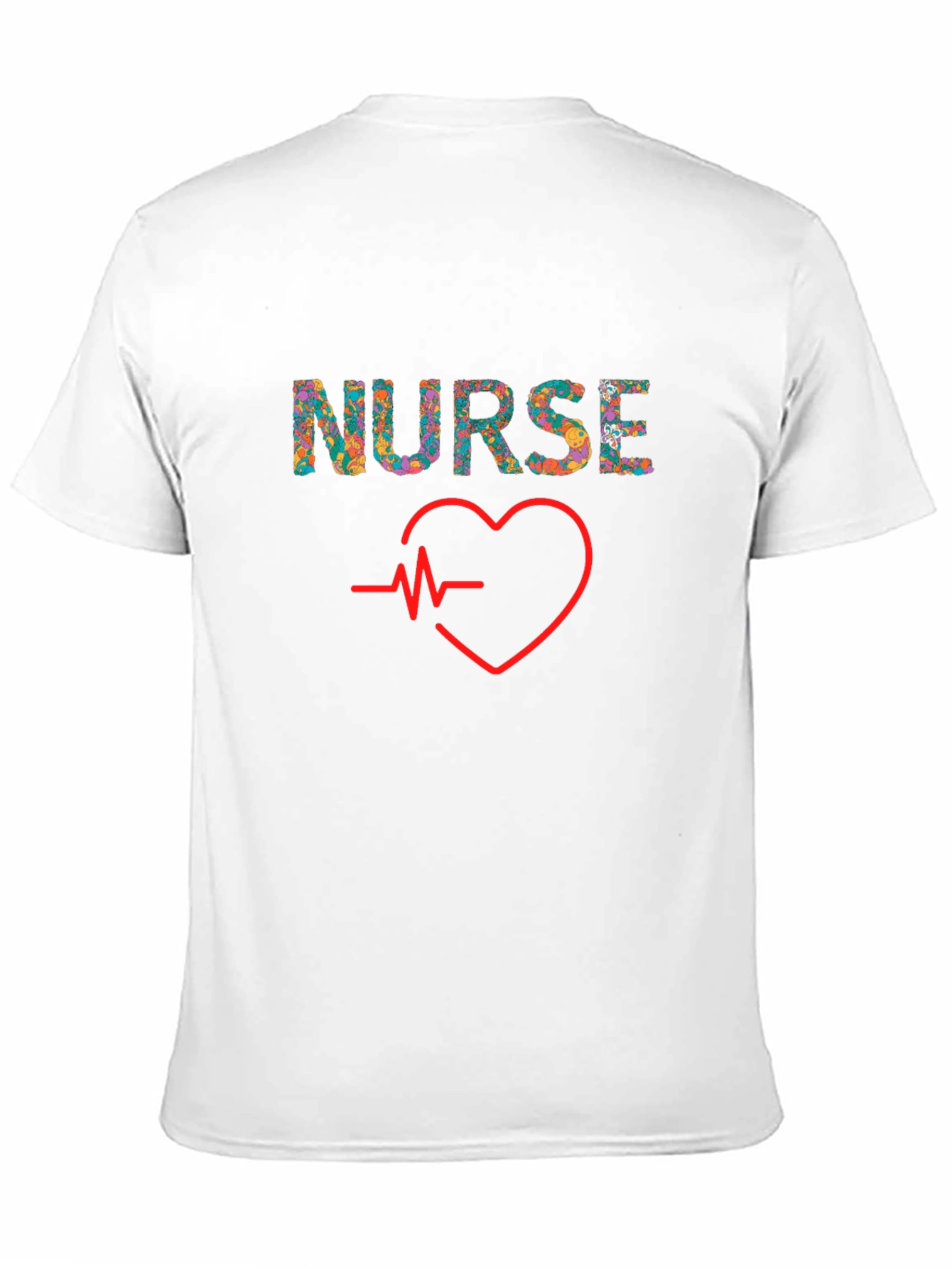 Floral Nurse Heartbeat Graphic T-Shirt