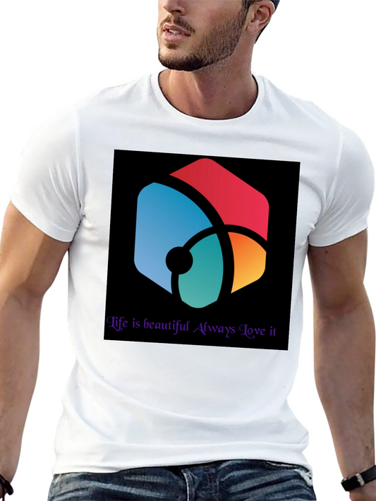 Abstract Graphic Black Tee - Life is Beautiful