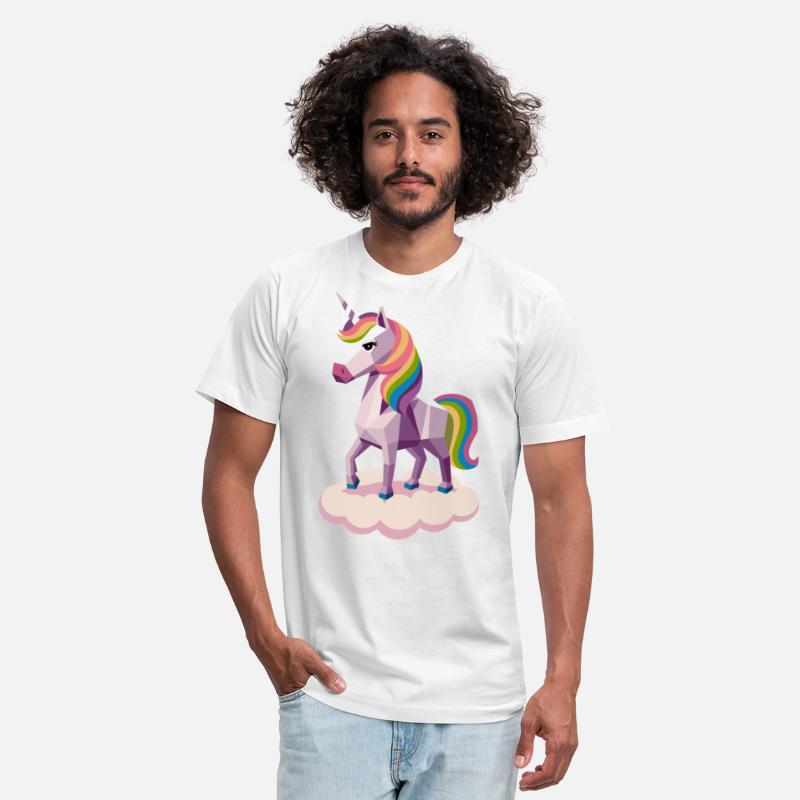Geometric Unicorn on Cloud with Rainbow Mane