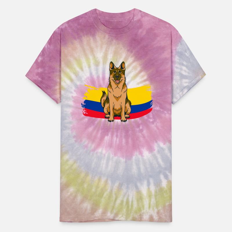 German Shepherd with Colombia Flag
