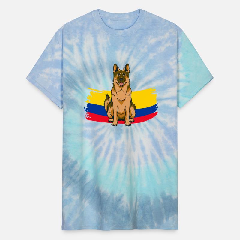 German Shepherd with Colombia Flag