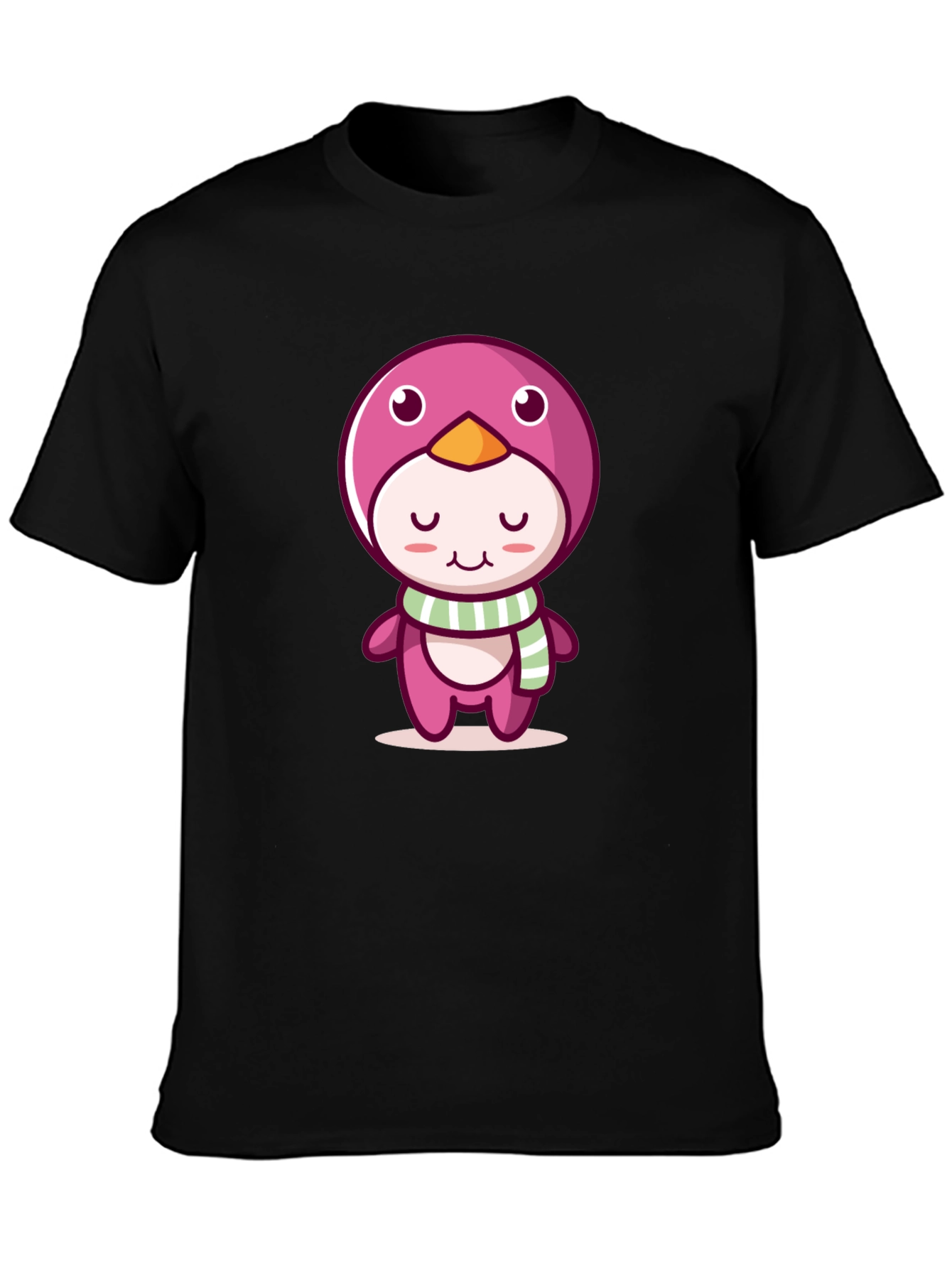 Cute Cartoon Penguin Black T-Shirt