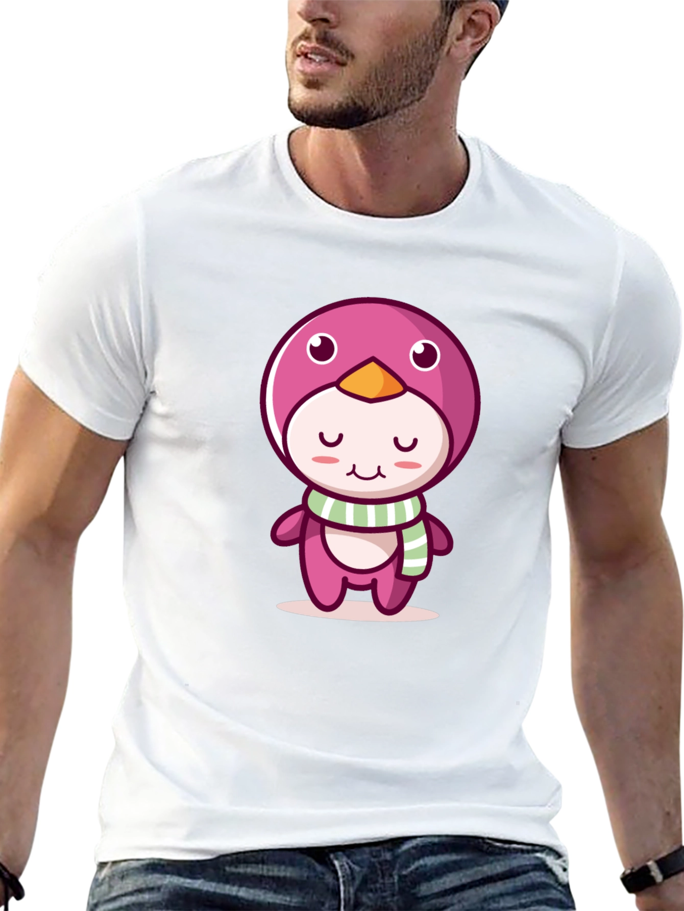 Cute Cartoon Penguin Black T-Shirt
