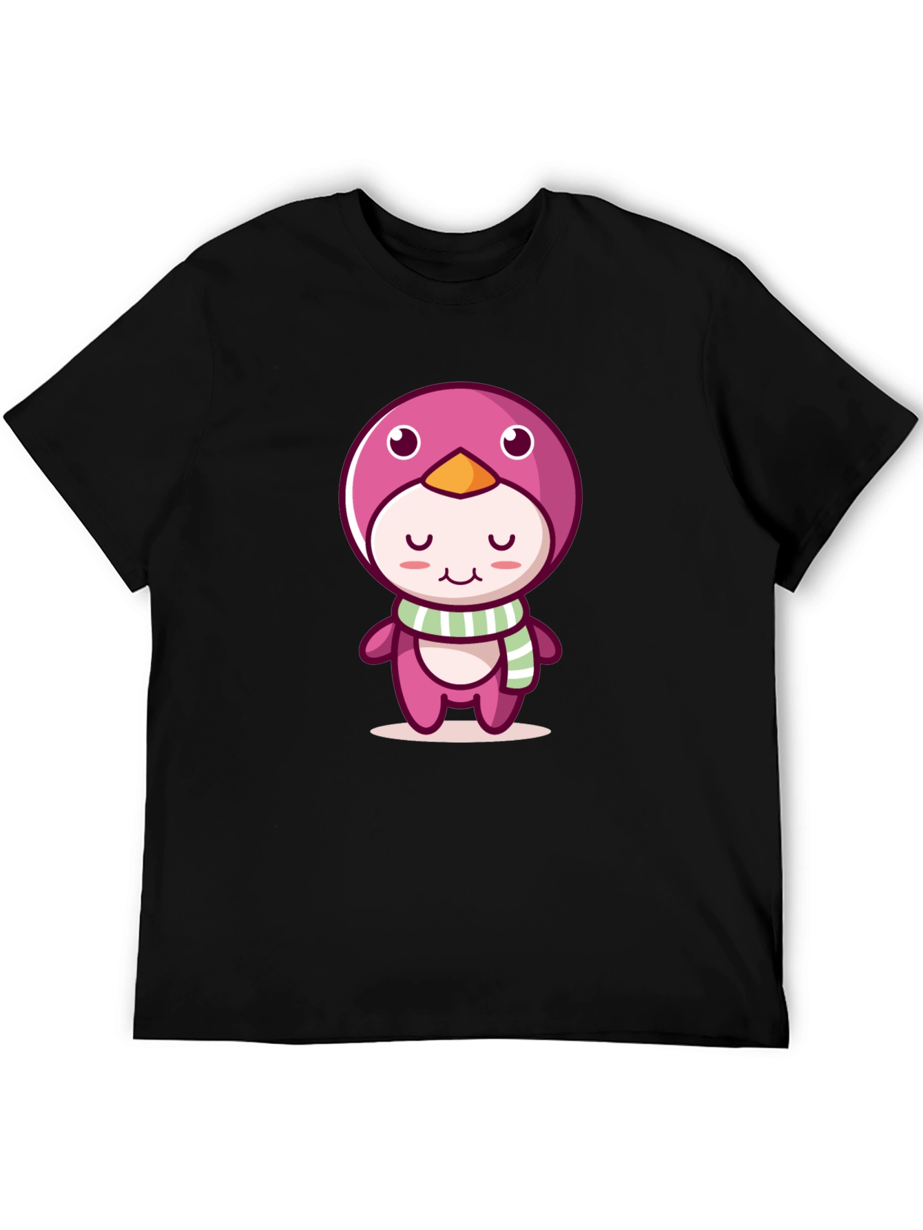 Cute Cartoon Penguin Black T-Shirt