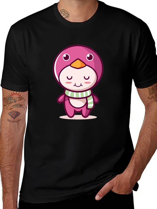 Cute Cartoon Penguin Black T-Shirt