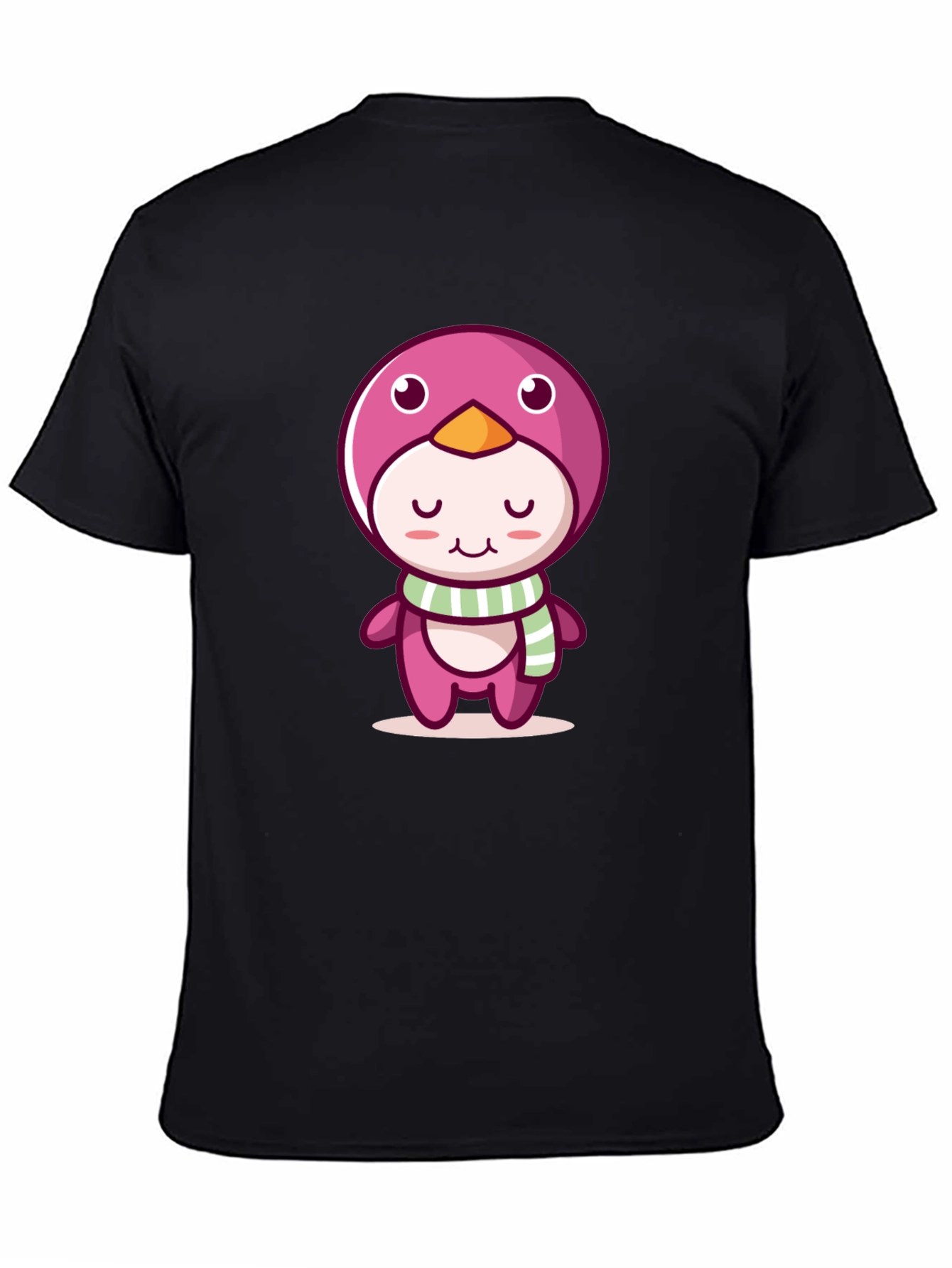 Cute Cartoon Penguin Black T-Shirt