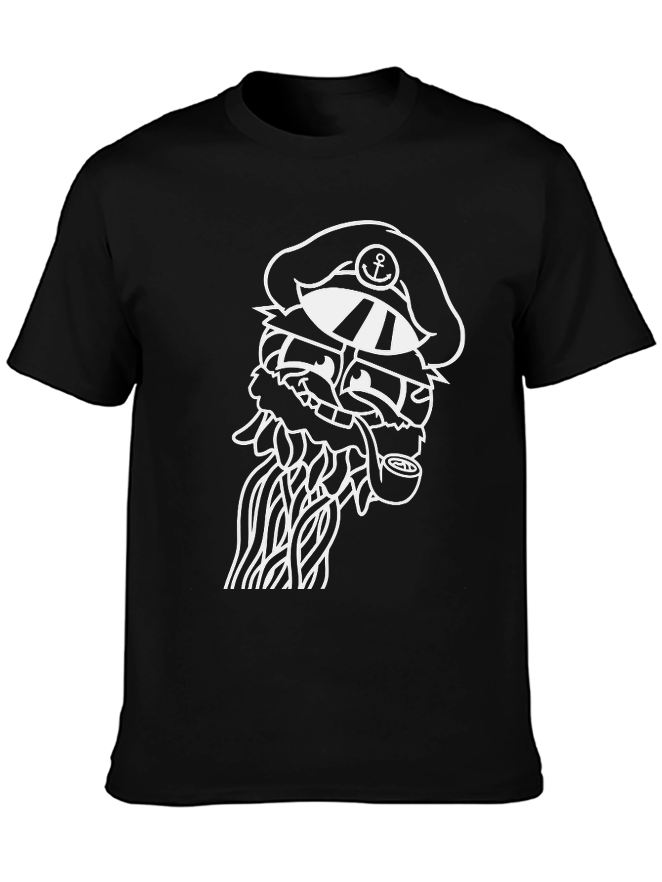 Nautical Octopus Graphic Tee - Black Cotton T-Shirt
