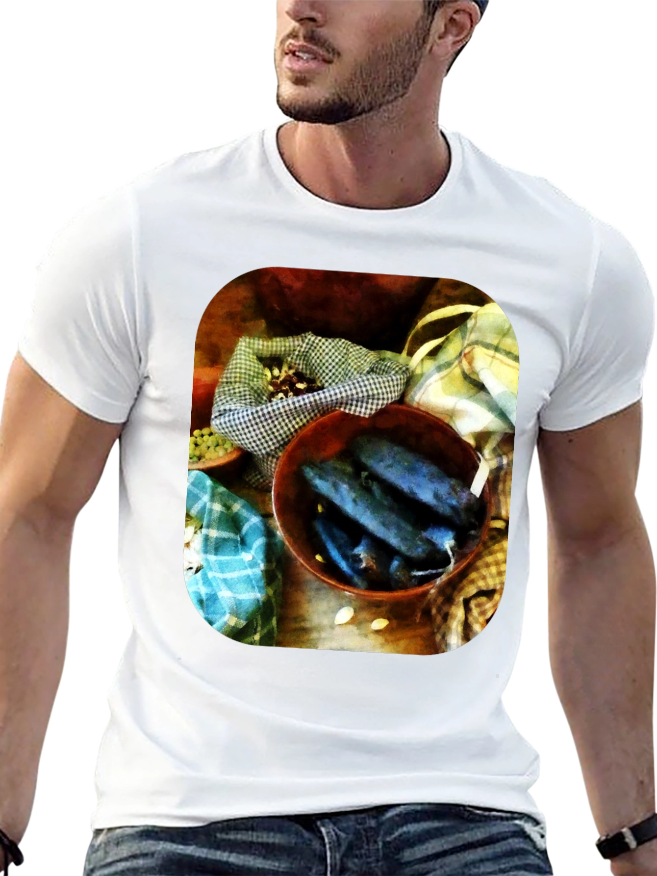 Mens T-Shirt with Unique Produce Still Life Art