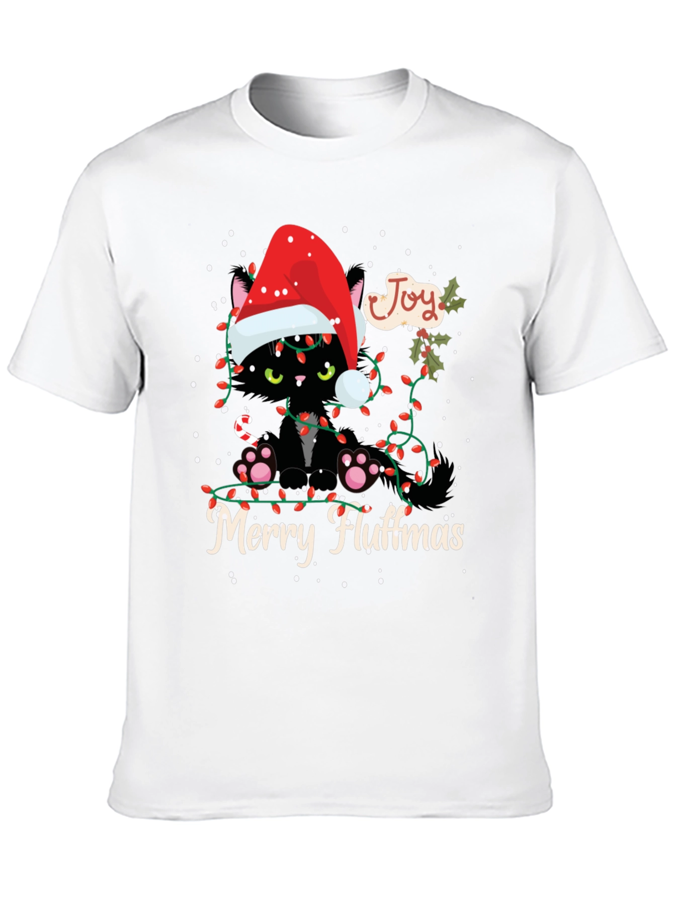 Merry Fluffmas Black Cat T-Shirt Holiday Gift