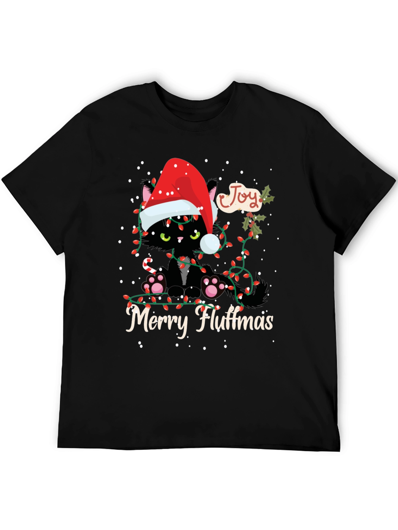 Merry Fluffmas Black Cat T-Shirt Holiday Gift