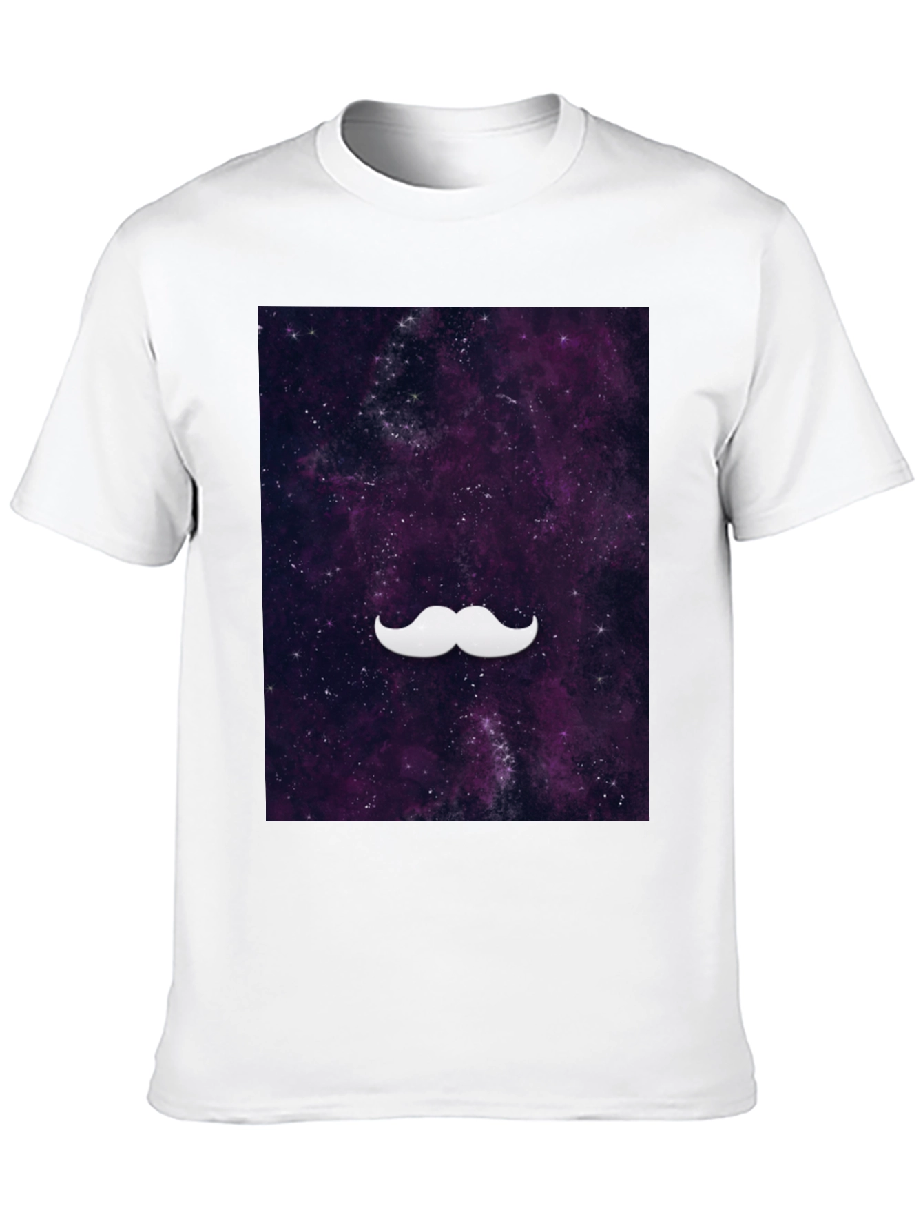 Galaxy Mustache Graphic Tee - Stylish Black Cotton T-Shirt