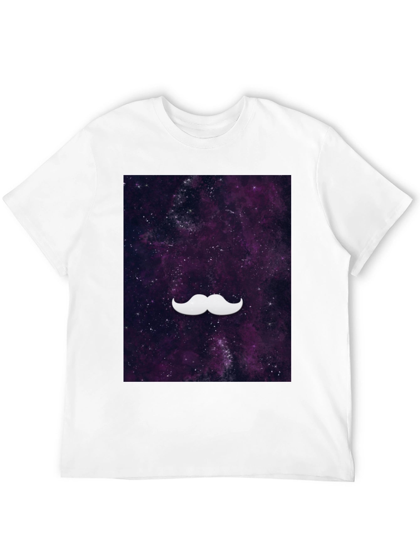 Galaxy Mustache Graphic Tee - Stylish Black Cotton T-Shirt