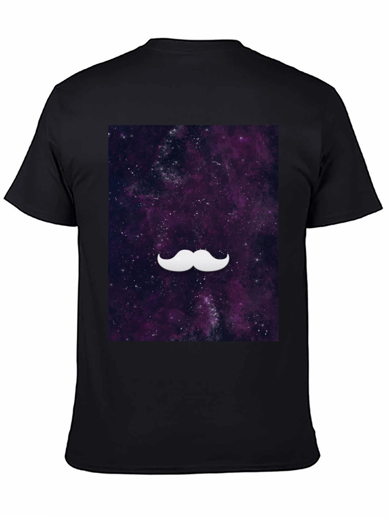 Galaxy Mustache Graphic Tee - Stylish Black Cotton T-Shirt