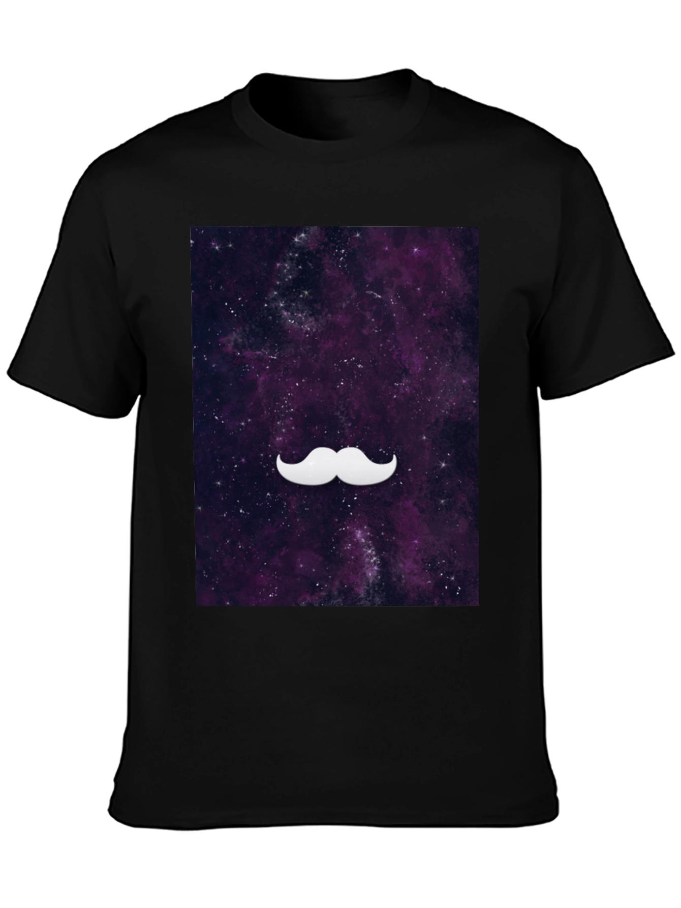 Galaxy Mustache Graphic Tee - Stylish Black Cotton T-Shirt