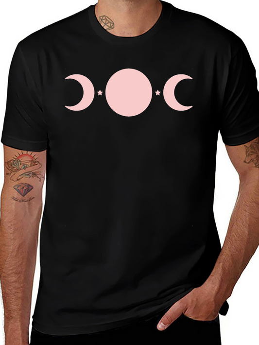 Triple Moon Goddess T-Shirt - Pink Phases on Black
