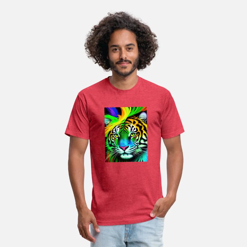 Green tiger with rainbow splashes of colors