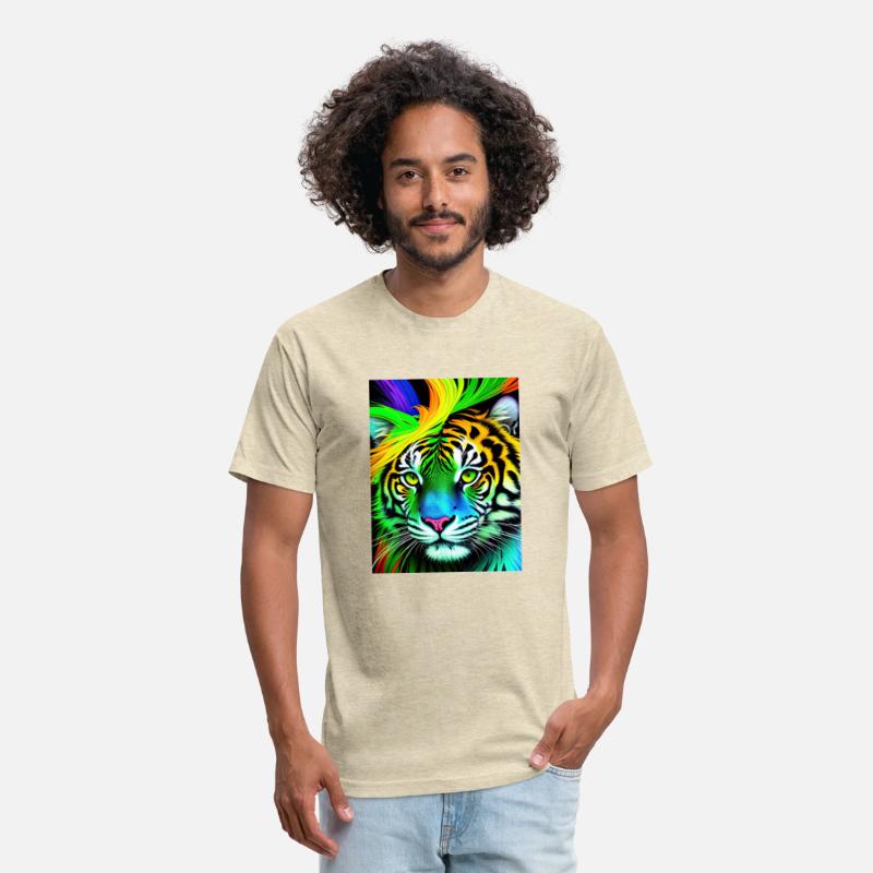 Green tiger with rainbow splashes of colors