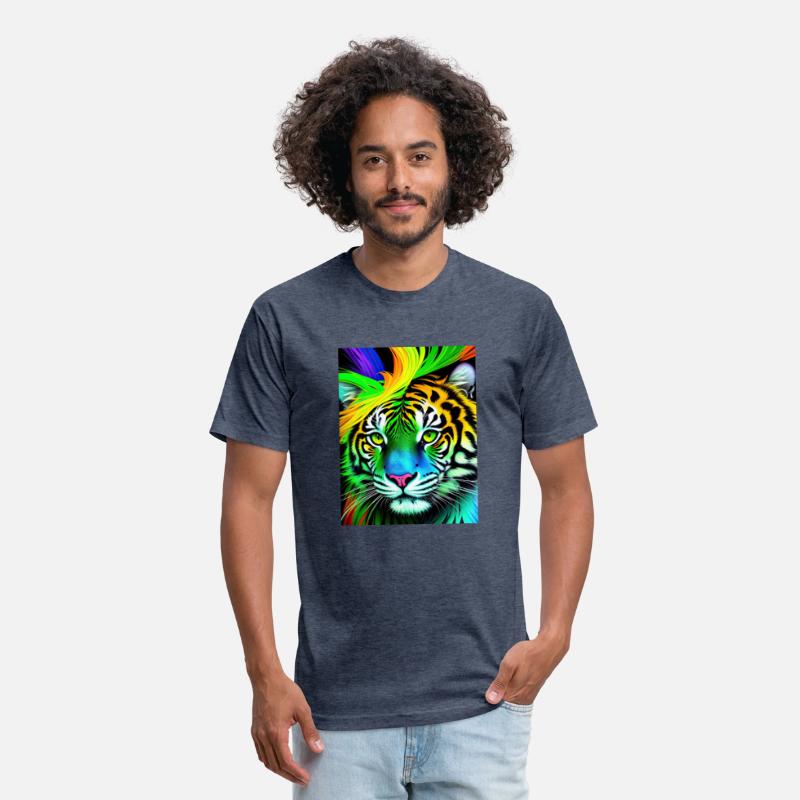 Green tiger with rainbow splashes of colors