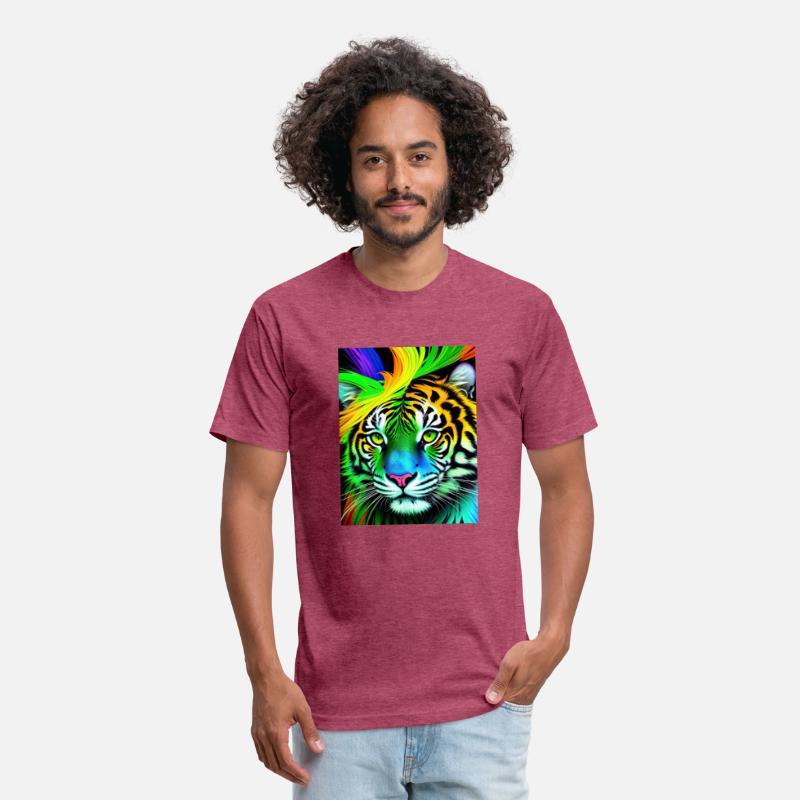 Green tiger with rainbow splashes of colors